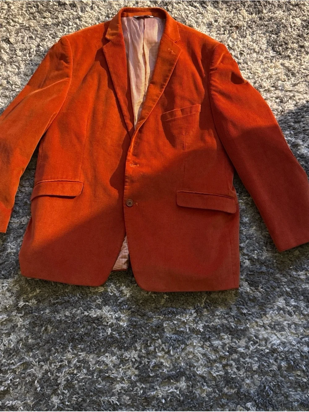 Men's Orange Corduroy Blazer - Classic Two-Button Jacket